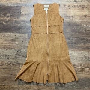 Takezo women sheath ruffles party dress large faux suede cocktail dress large